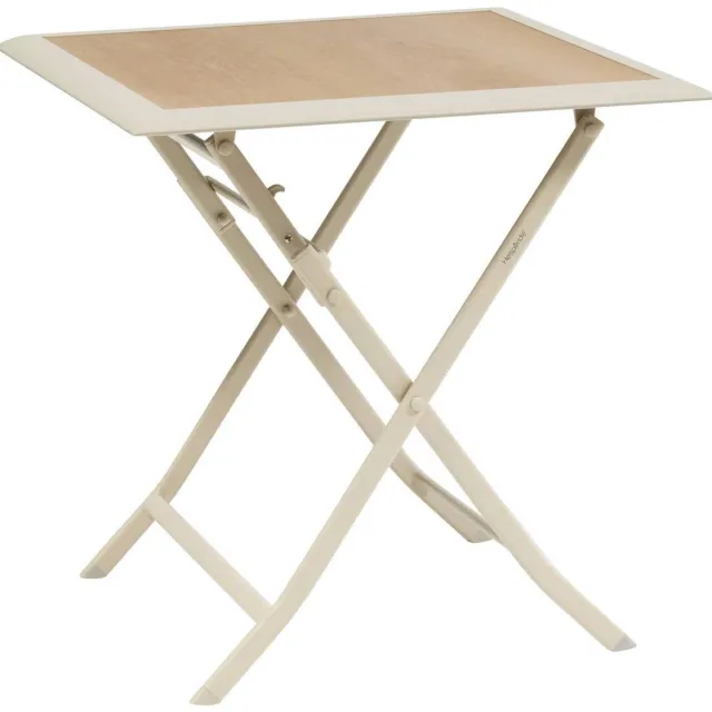 Hespéride Opvouwbare tuintafel voor 2 personen van aluminium en glas met houtlook AZUA Beige