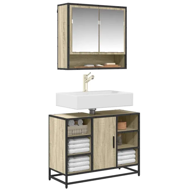 vidaXL Wastafelkast Sonoma eiken 80x33x60 cm bewerkt hout Bruin