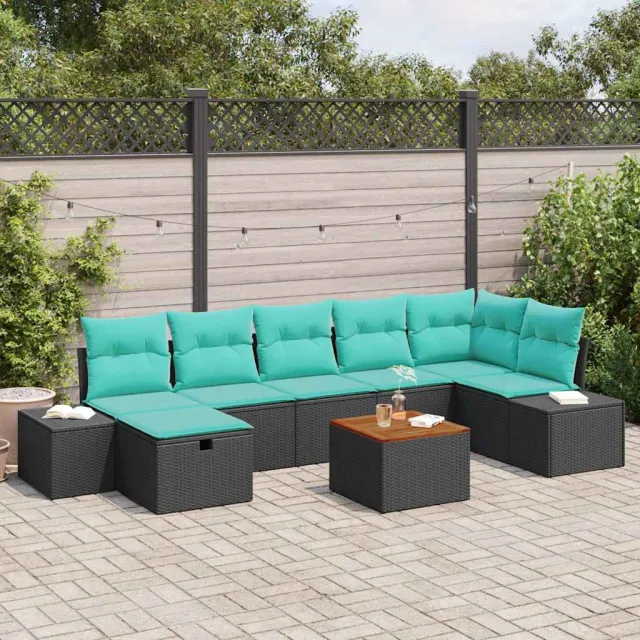 vidaXL Tuinbankenset 8 st Zwart Poly riet, foto 2