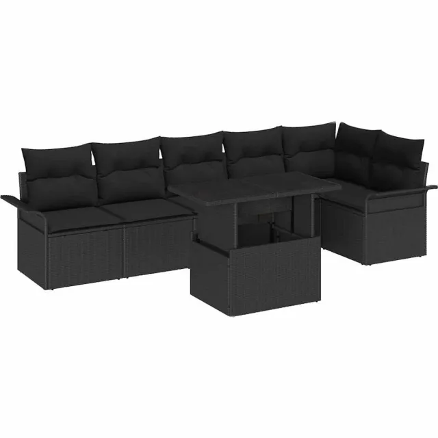 vidaXL Tuin Sofa Set 7 st Zwart [Synthetisch]: Poly Rattan