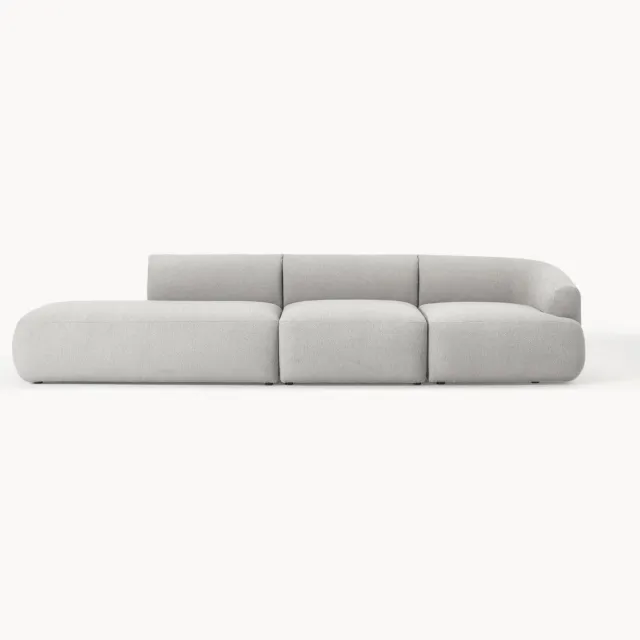 Westwing Collection Modulaire bouclé chaise Sofia (4-zits) Grijs