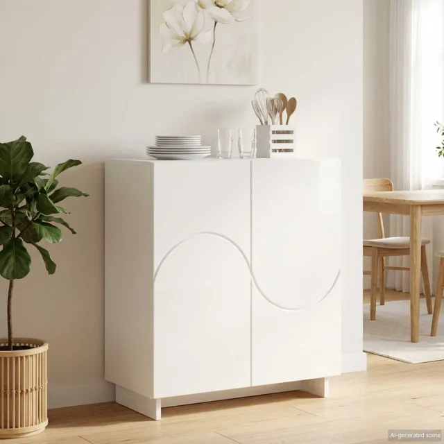 vidaXL Dressoir Hoogglans Wit 67 x 34,5 x 75 cm Bewerkt hout