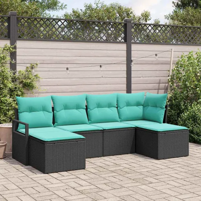 vidaXL Bankstel 6 st Zwart poly rattan