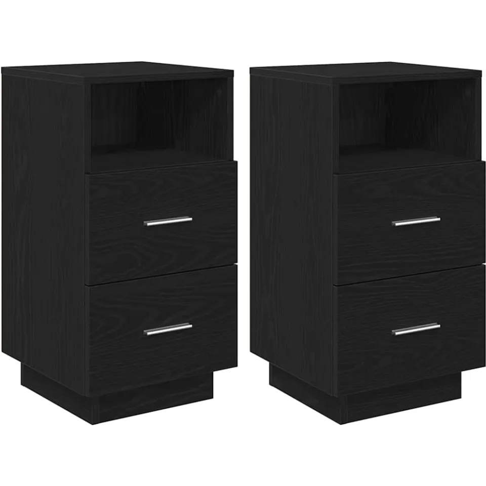 vidaXL Nachtkastjes 2 st met 2 lades 36x36x68 cm zwart, foto 3
