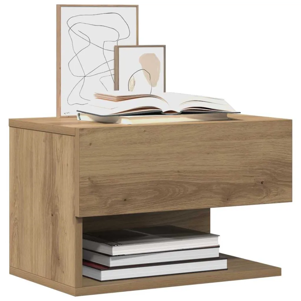 vidaXL Nachtkastjes 2 st wandgemonteerd artisanaal eikenkleur Bruin