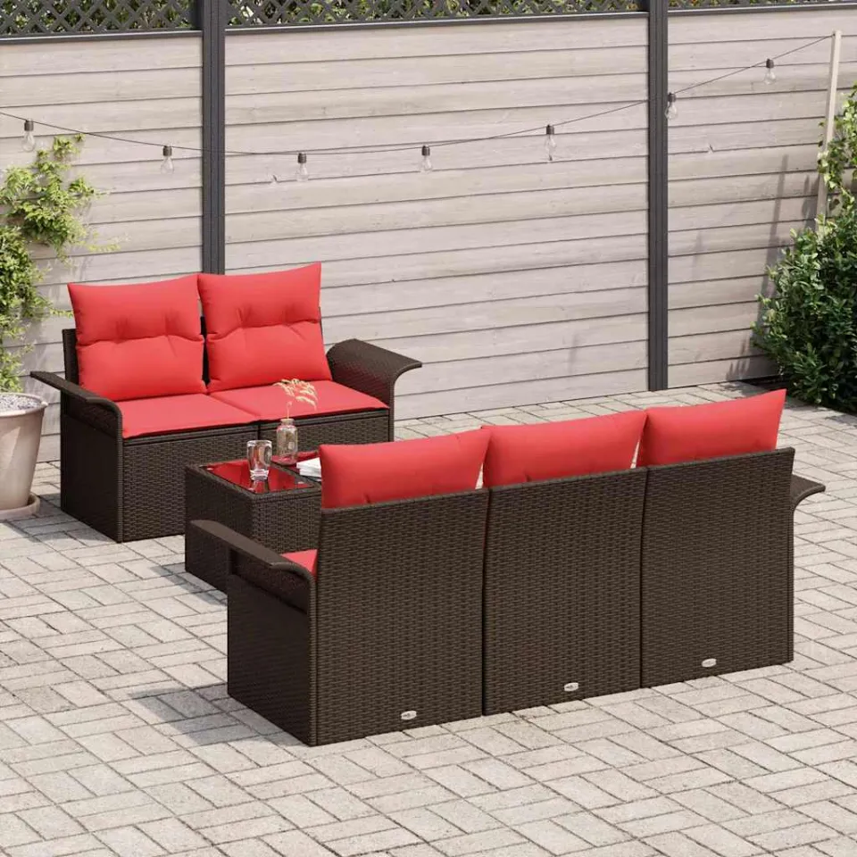 vidaXL Tuin Sofa Set 6 st Bruin poly rattan, foto 2