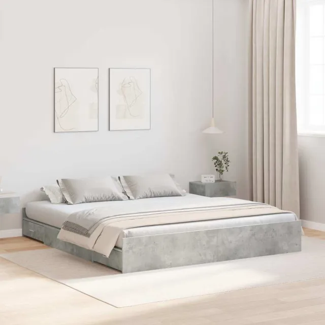 vidaXL Opbergbedframe met lade Beton Grijs 180 x 200 cm Bewerkt hout