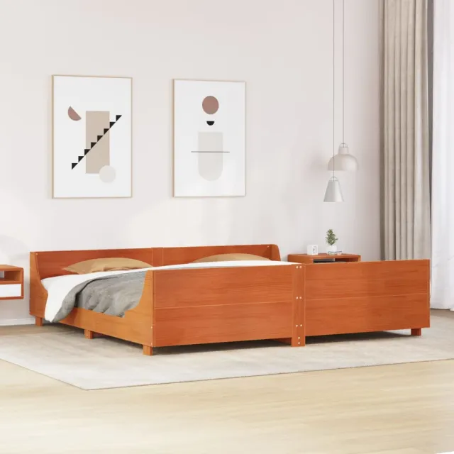 vidaXL Bedframe zonder matras massief grenenhout wasbruin 200x200 cm