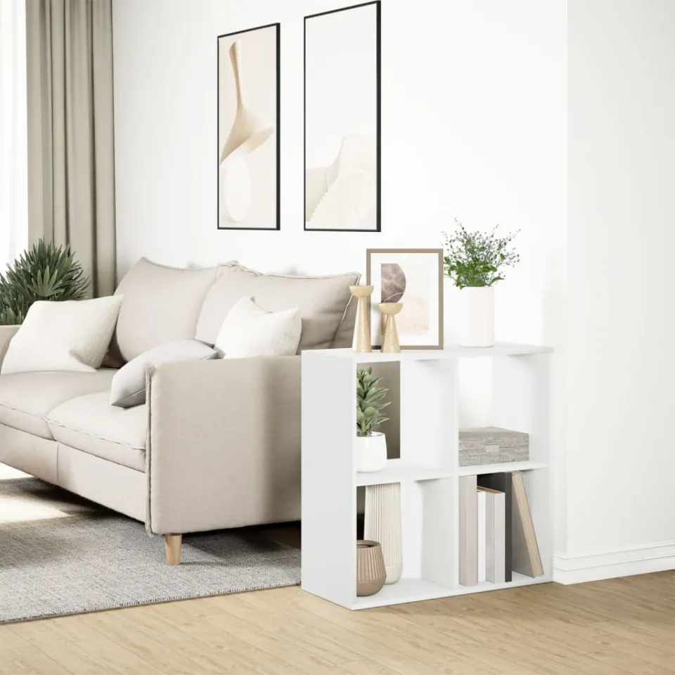 vidaXL Kamerverdeler Boekenkast Wit 69,5x29x69,5 cm Bewerkt Hout, foto 4