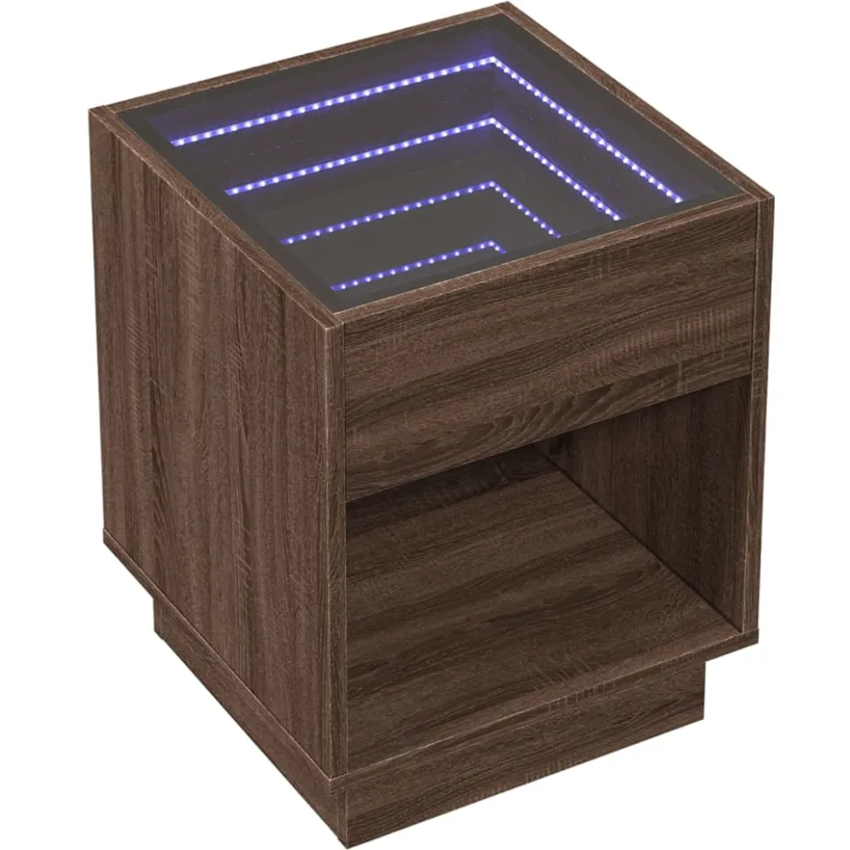 vidaXL Nachtkastje met Infinity LED 40x40x50 cm bruin eikenkleurig