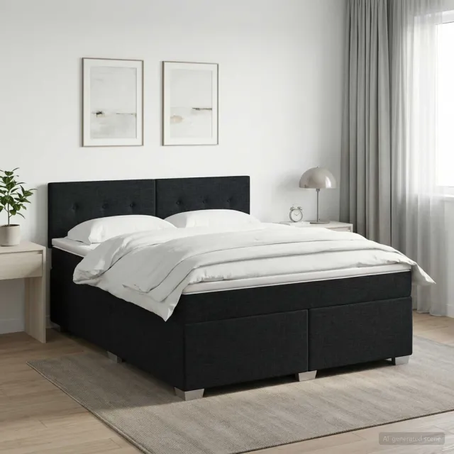 vidaXL Boxspringbed met matras met hoofdeinde Zwart 160 x 200 cm Stof