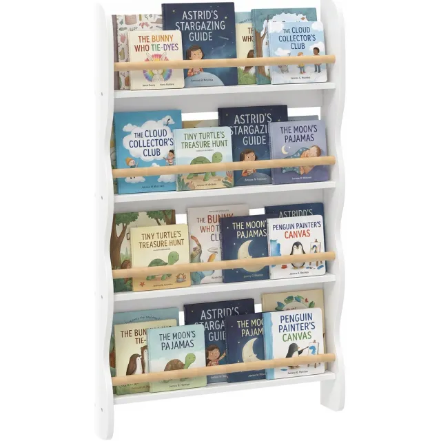 AIYAPLAY Kids Bookcase-MDF, Kiefernholz-60L x 10B x 98H cm-Weiß Wit