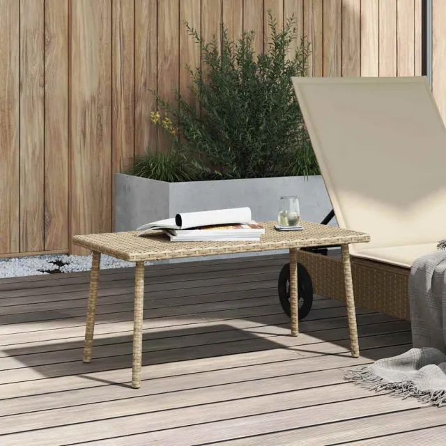 vidaXL Tuin salontafel rechthoekig 80x40x37 cm poly rattan beige, foto 2