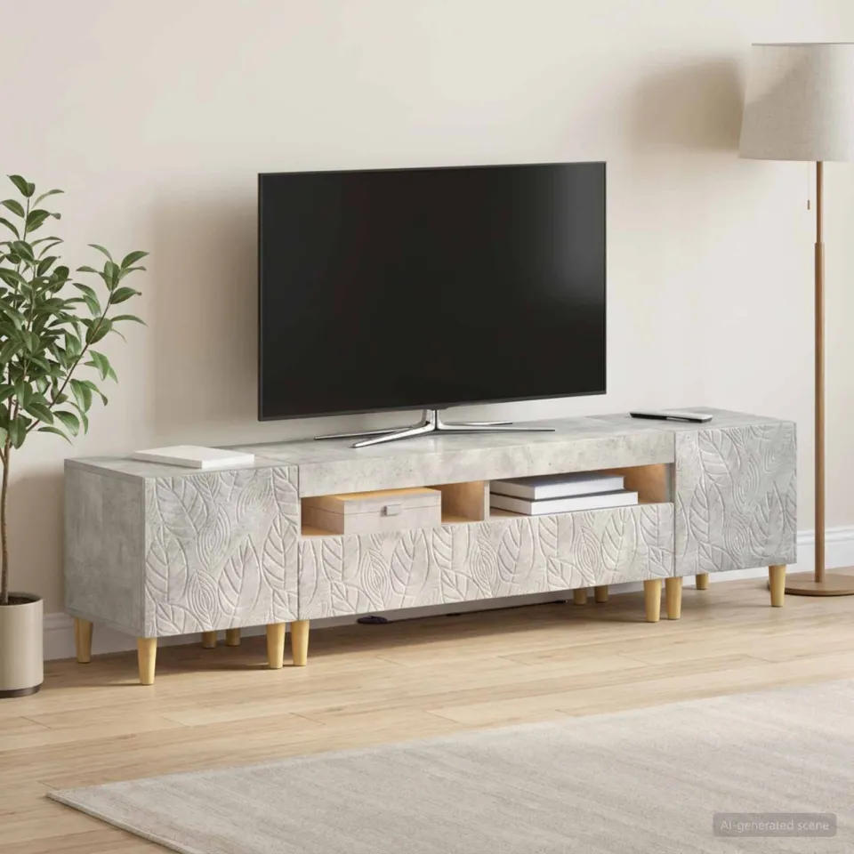 vidaXL 3-delige LED TV-kast DELFT Betongrijs Bewerkt hout grijs, foto 3
