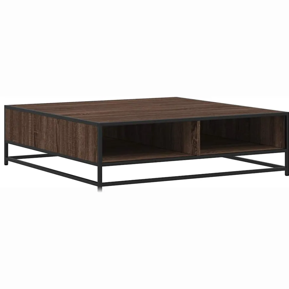 vidaXL Salontafel 100x100x30 cm bewerkt hout en metaal bruin eiken, foto 4