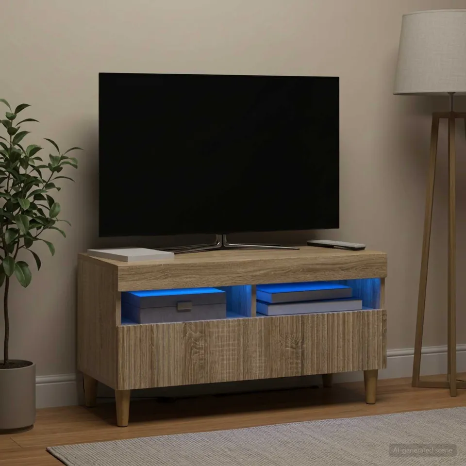 vidaXL LED tv-meubel ARNHEM 81 x 35 x 43 cm Sonoma Eiken Bewerkt hout, foto 4