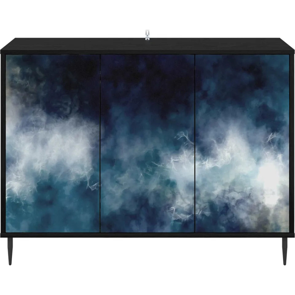 vidaXL Dressoir RAALTE Zwart eiken 102 x 33 x 76 cm Bewerkt hout, foto 4