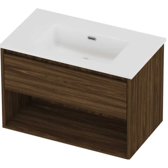 Proline Tribute Badmeubelset Porselein Elegant Schap 80x46x54 cm Glans Wit Cabana Oak Eiken
