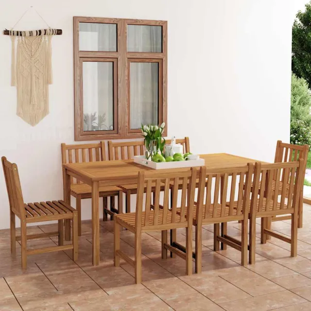 vidaXL 9-delige tuinset 180x90 cm massief teakhout bruin