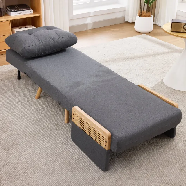 CHICFURN Slaapfauteuil - 5-voudig verstelbare rugleuning - Klapbaar - Grijs