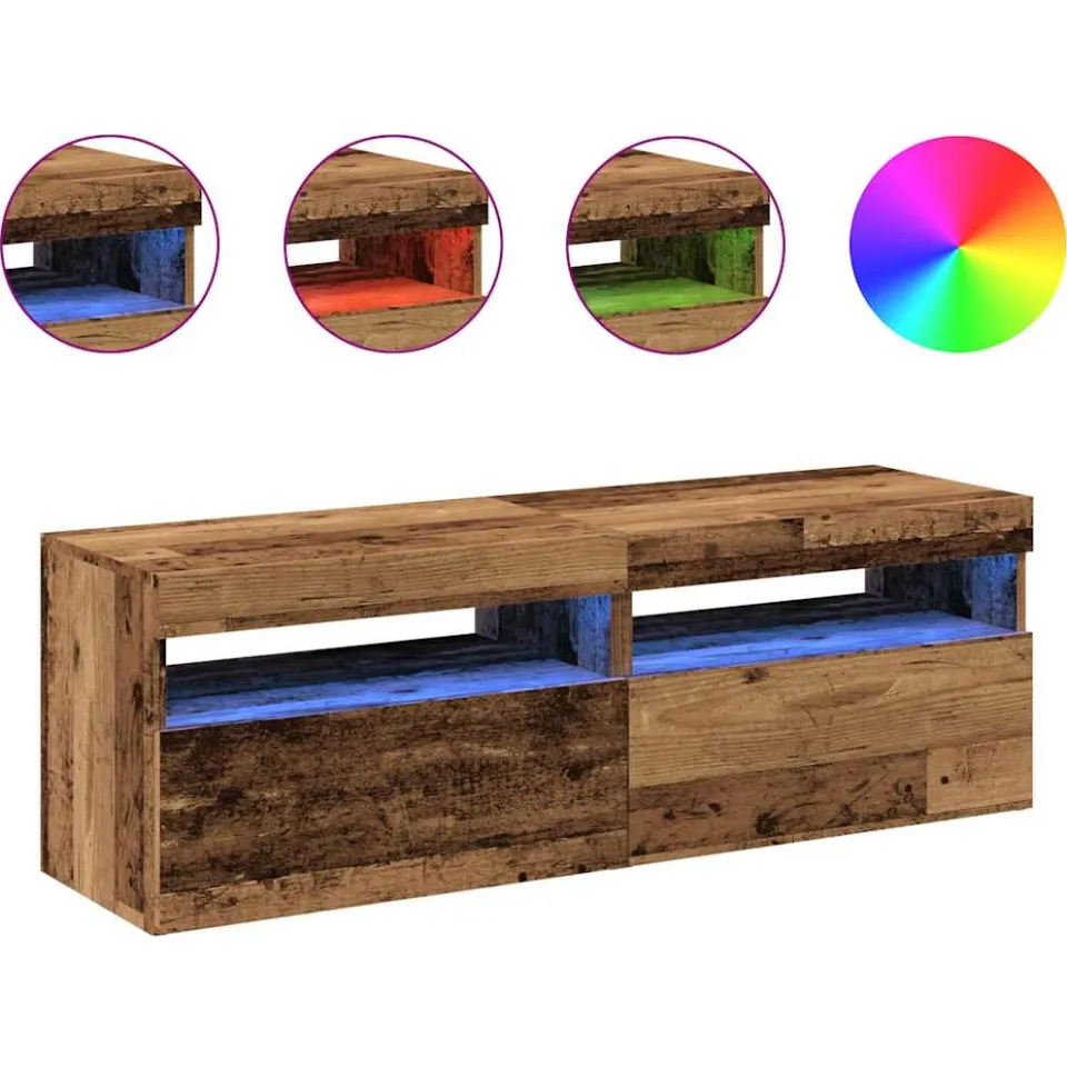 vidaXL Tv-meubels met LED-verlichting 2 st bewerkt hout oud hout bruin, foto 3