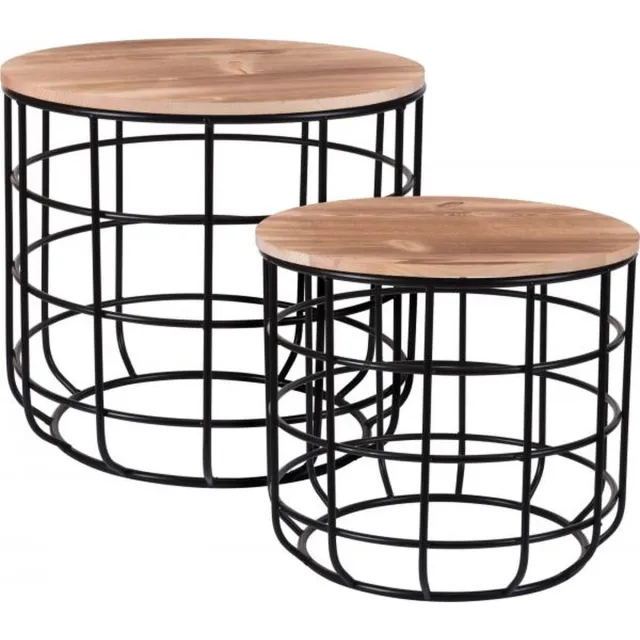 Home & Styling Bijzettafel zwart 2 stuks Hout