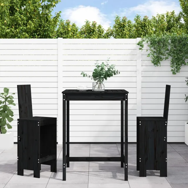 vidaXL 3-delige Tuinbarset massief grenenhout zwart, foto 2