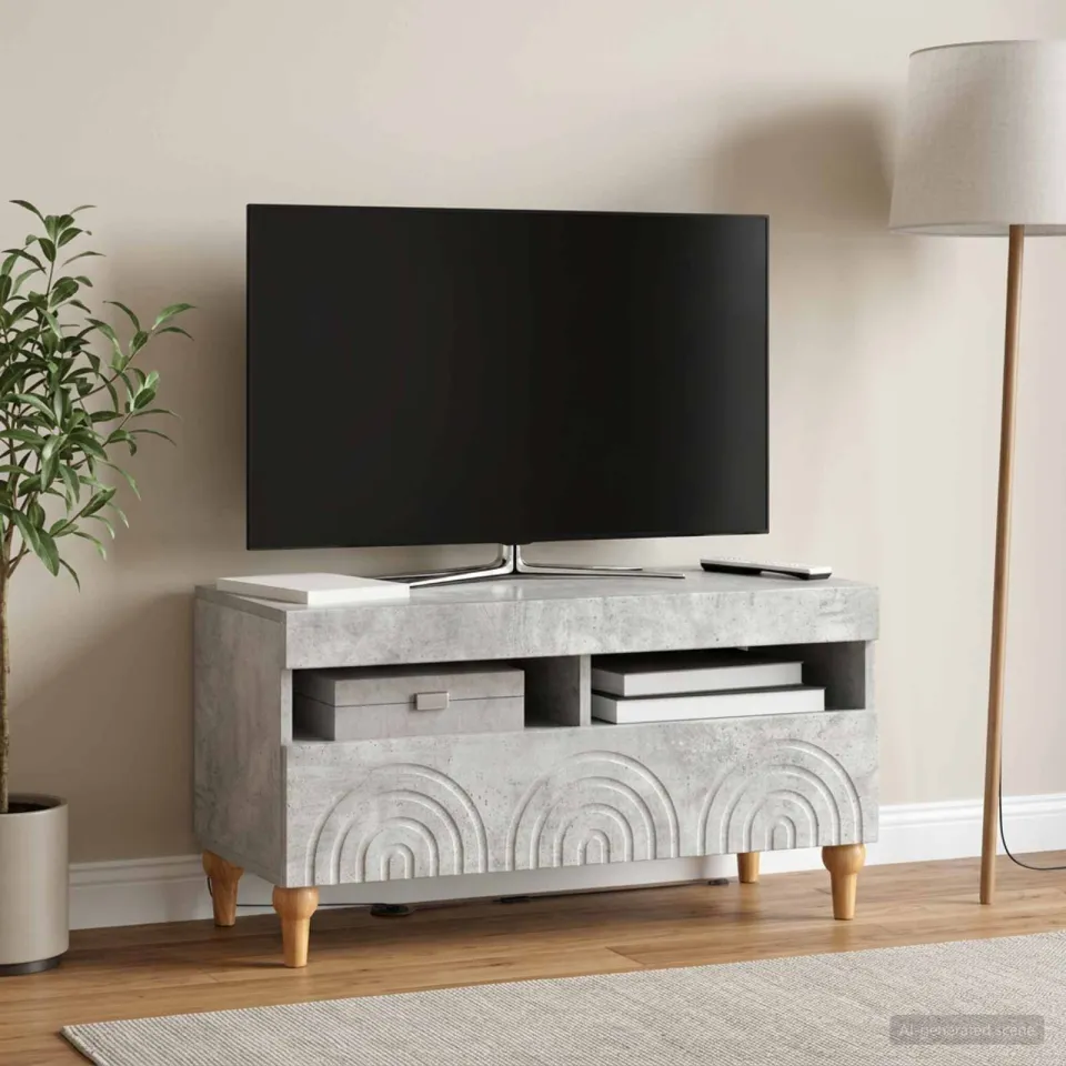 vidaXL LED tv-meubel ALKMAAR 81 x 35 x 43 cm Betongrijs Bewerkt hout grijs, foto 4