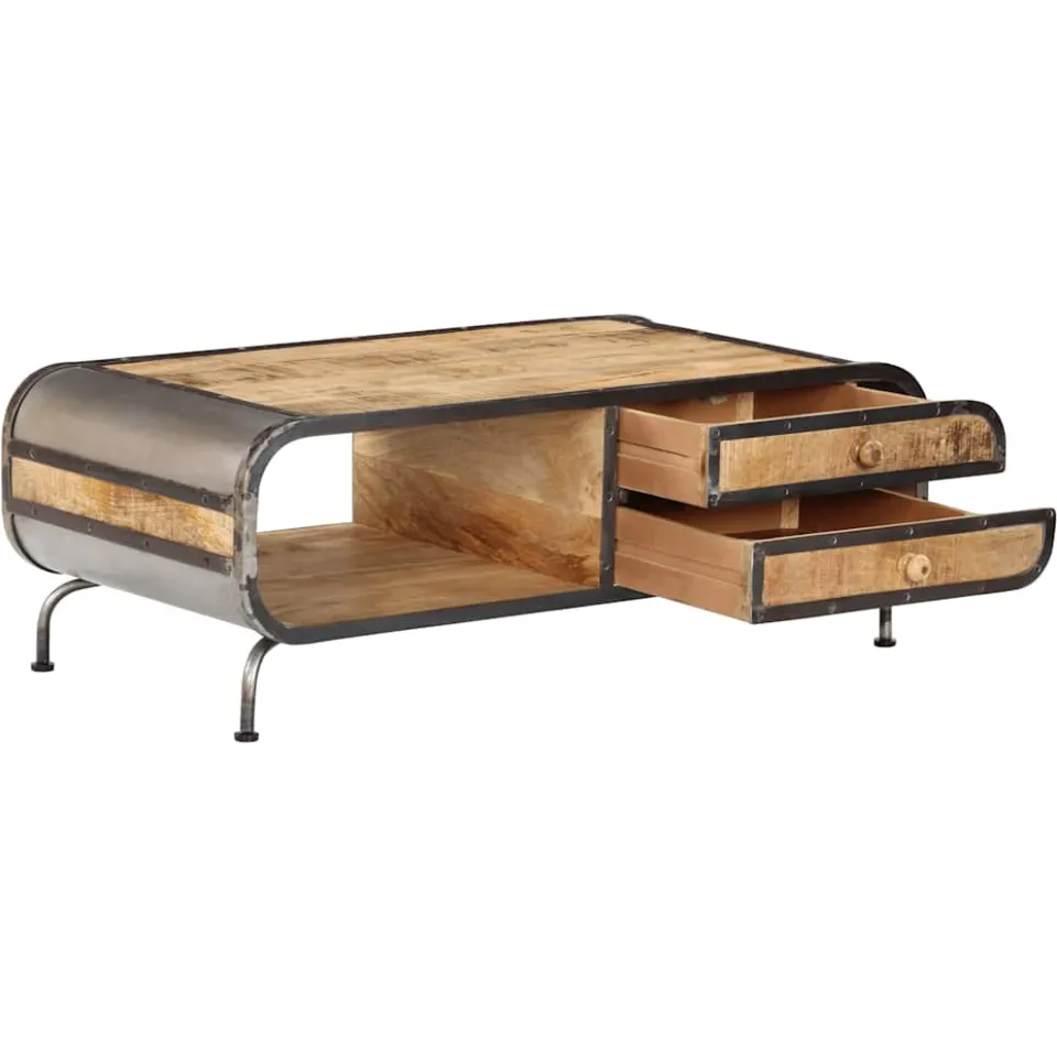 vidaXL Salontafel 100x50x35 cm massief mangohout bruin, foto 3