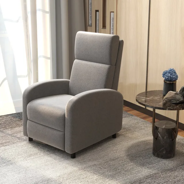 MODENUIT Relaxfauteuil 64 x 86 x 102 cm - Handmatig Verstelbaar Met Voetsteun - Voor Woonkamer - Stof Grijs