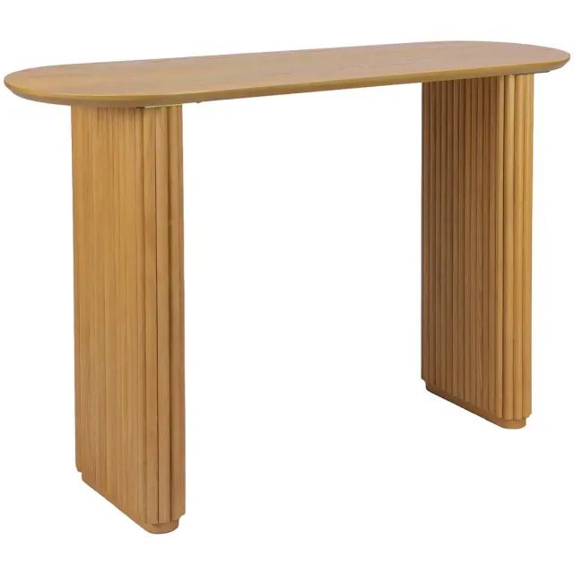 sweeek Ovale sidetable van rubberhout met eikenfineer - gabrielle