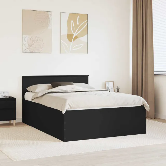 vidaXL Bedframe met hoofdeinde Zwart 140 x 190 cm Bewerkt hout