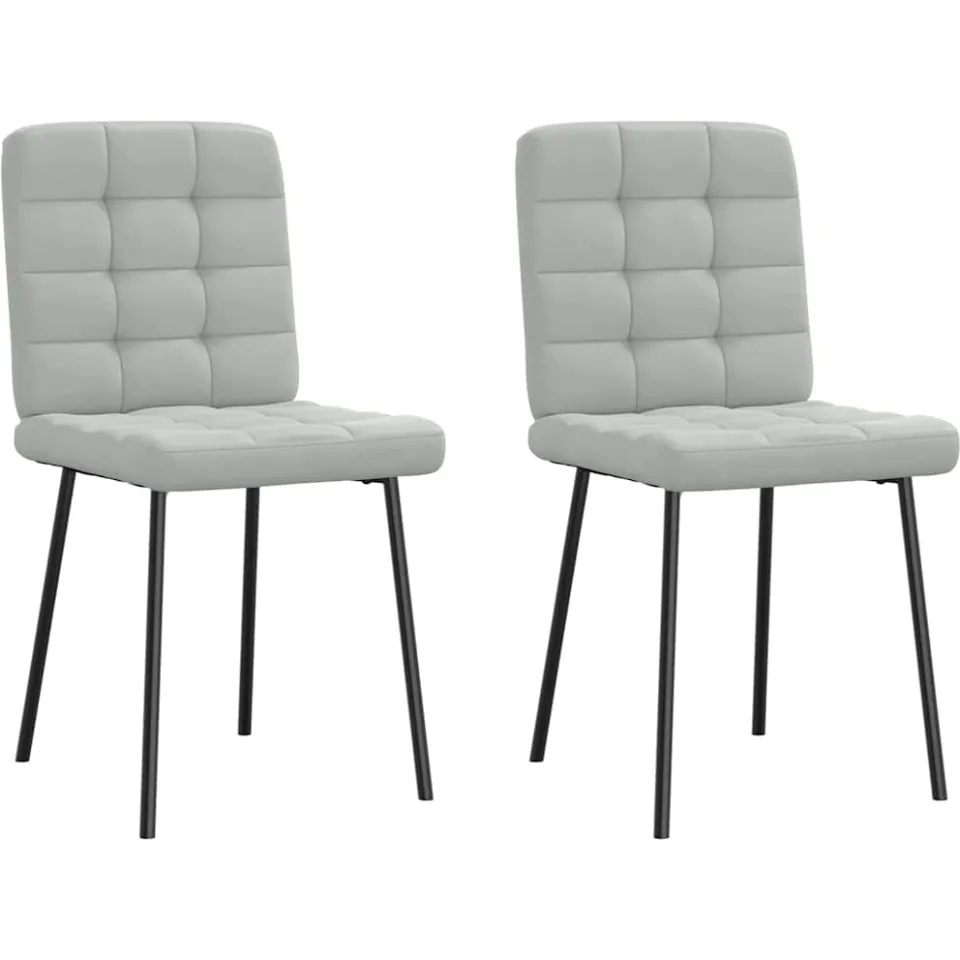 vidaXL Eetkamerstoelen 2 st fluweel lichtgrijs grijs, foto 3