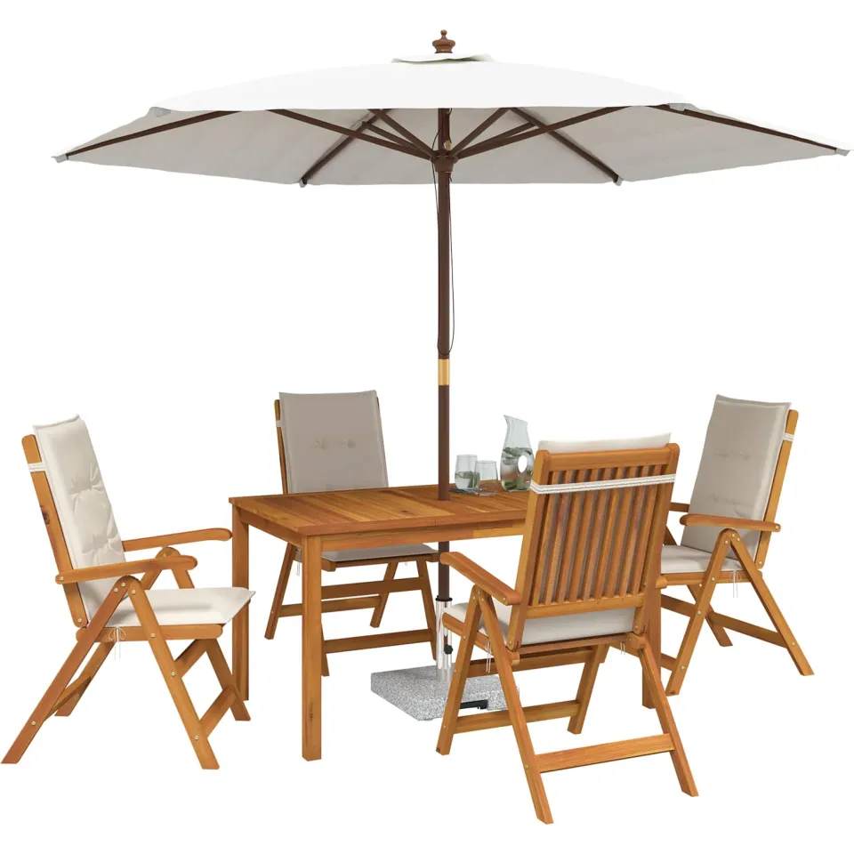 vidaXL 5-Piece Garden Dining Set 4-zits Crèmekleurig Bruin