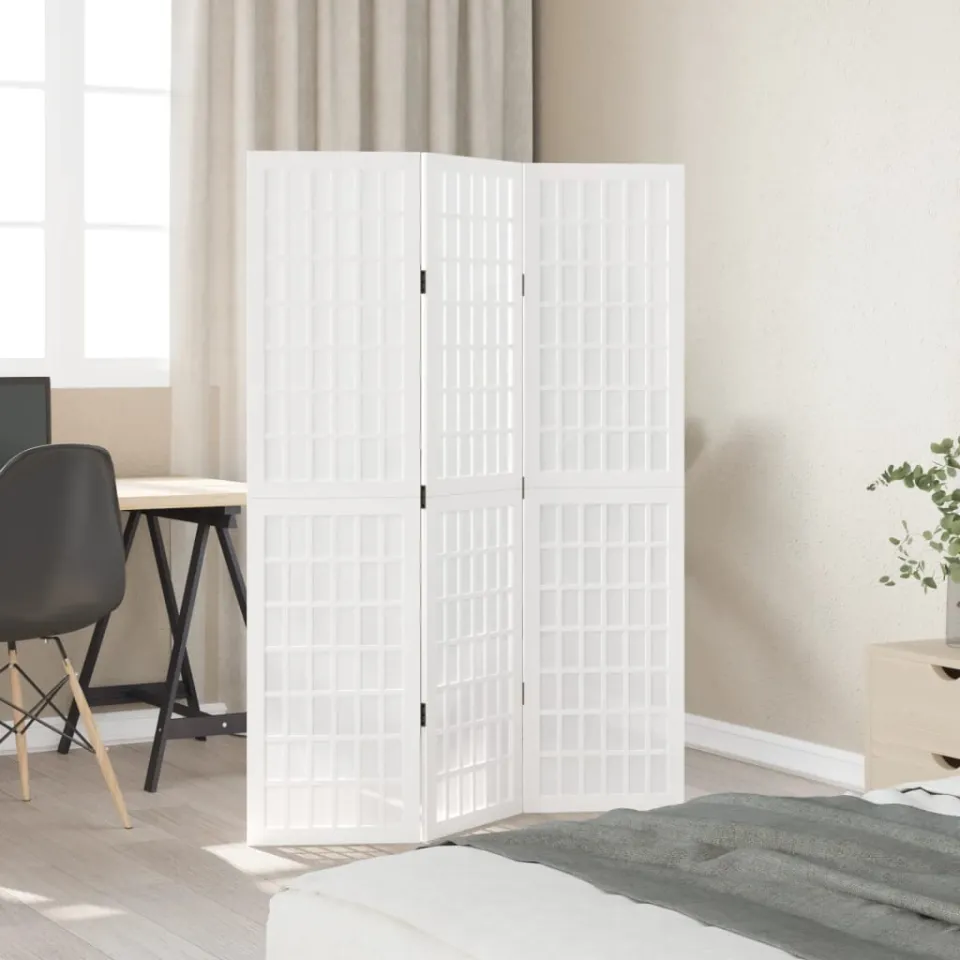 vidaXL Kamerscherm met 3 panelen massief paulowniahout wit, foto 4