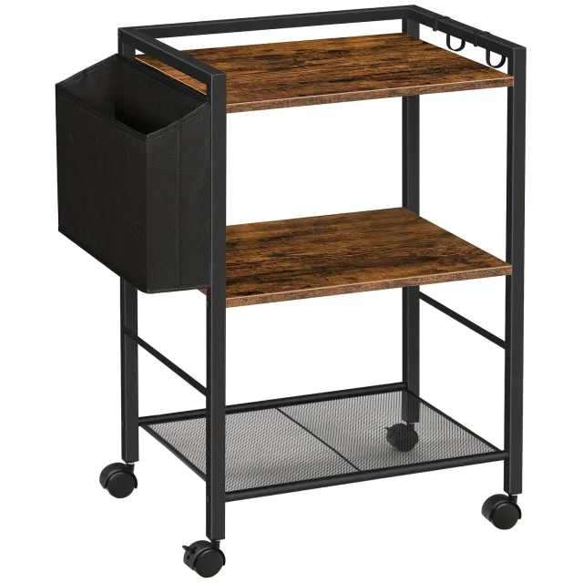 Mura Logistiek Mura Bijzettafel Opberg Standaard - Trolley - Keukentrolley - Opbergrek - Serveerwagen - Printerkast - Opbergtrolley - Zwart