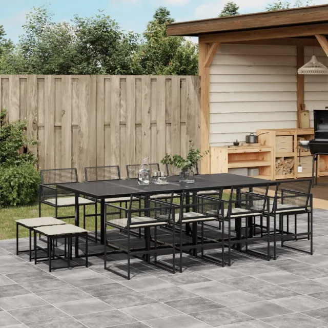 vidaXL 13-delige Tuinset met kussens poly rattan zwart