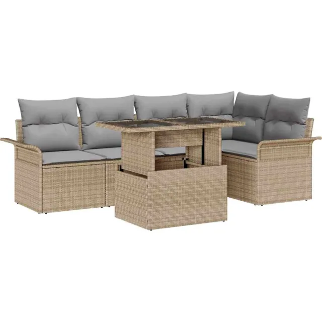 vidaXL Tuin Sofa Set 6 st Beige poly rattan