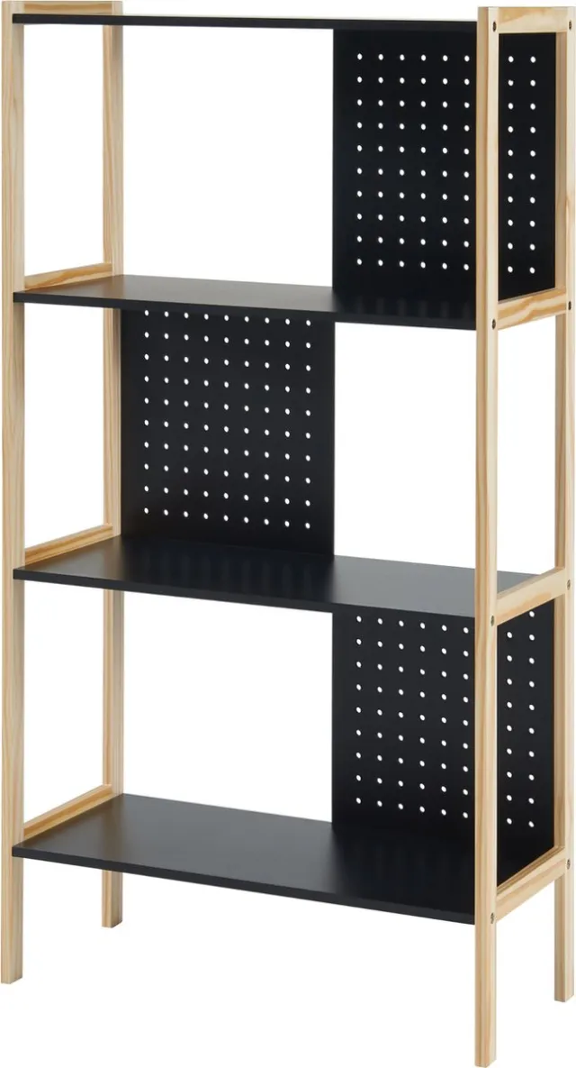 en.casa Boekenkast Dønna schap 120x63x28 cm mdf zwart en houtkleurig [en.casa]