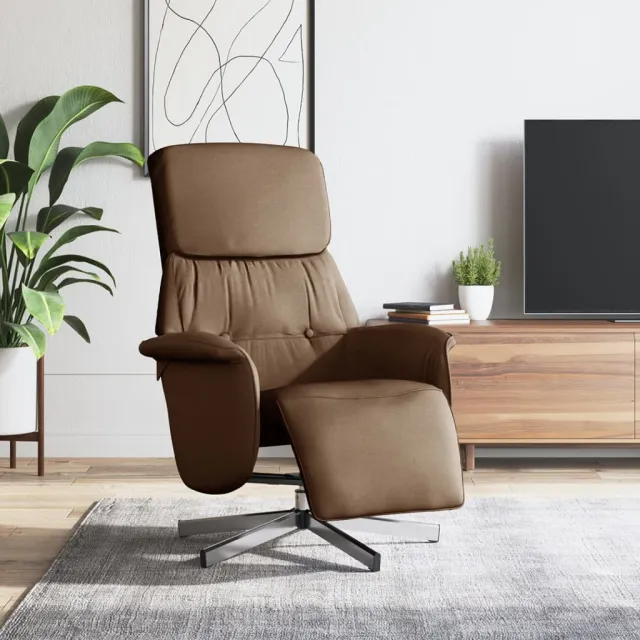 vidaXL Fauteuil verstelbaar met voetensteun stof bruin