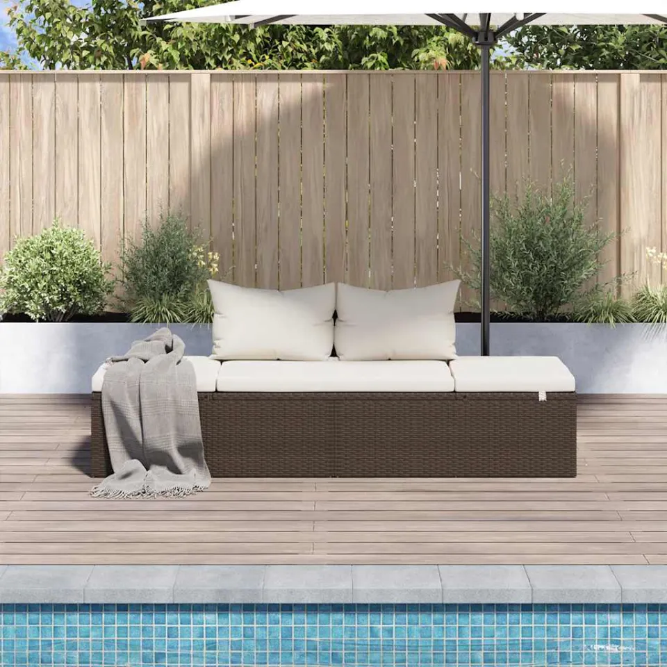 vidaXL Tuinbed 195x60 cm poly rattan bruin, foto 3