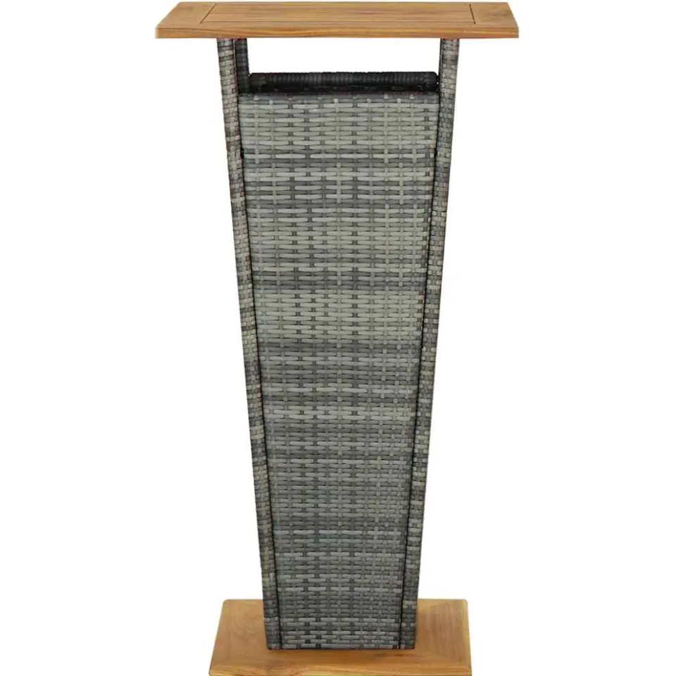vidaXL Bartafel 60x60x110 cm poly rattan en massief acaciahout grijs