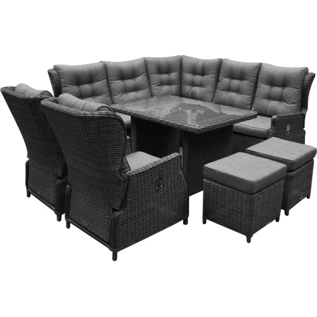 premium collection Ibiza premium hoek dining loungeset 8 delig antraciet
