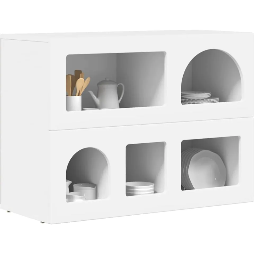 vidaXL Dressoir ELST Wit 80,5 x 35 x 59 cm Bewerkt hout