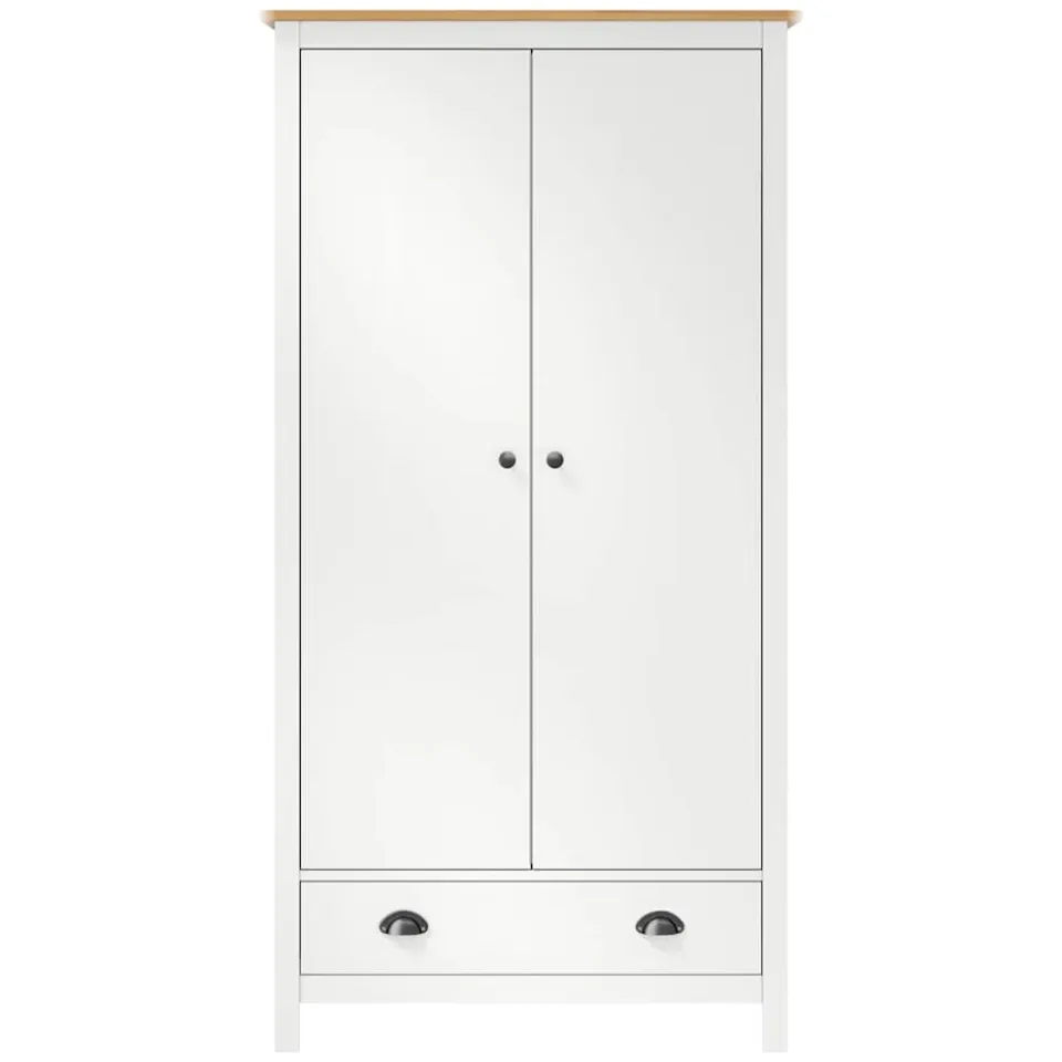 vidaXL Kledingkast Hill 2 deuren 89x50x170 cm massief grenenhout wit, foto 2