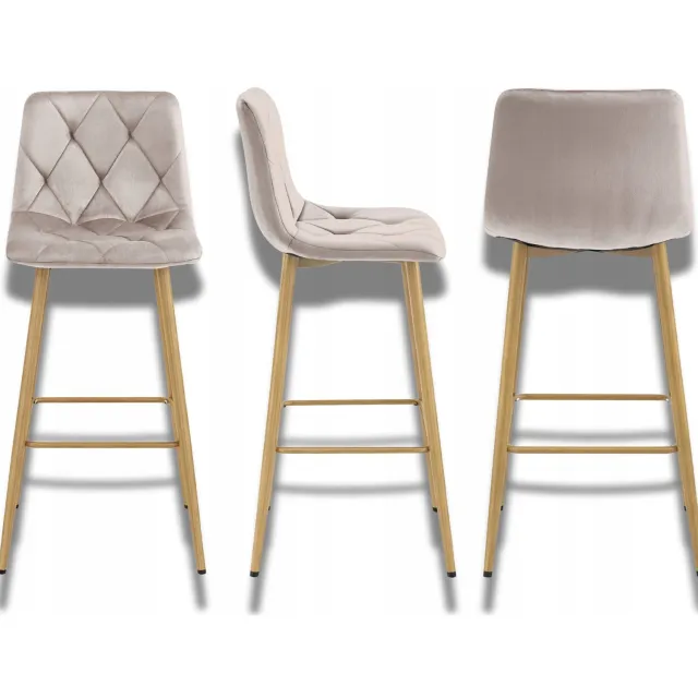 MUFART Modena Velours Hoker Barstoel Hoge Keuken Hoge Stoel Beige