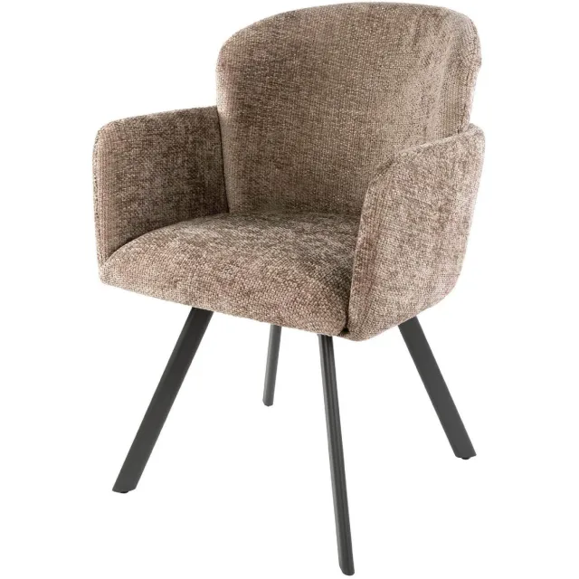 Nest of Nora Set van 2 - Nest of Nora Eetkamerstoelen Ami - Draaibaar met armleuning - Champagne chenille Goud