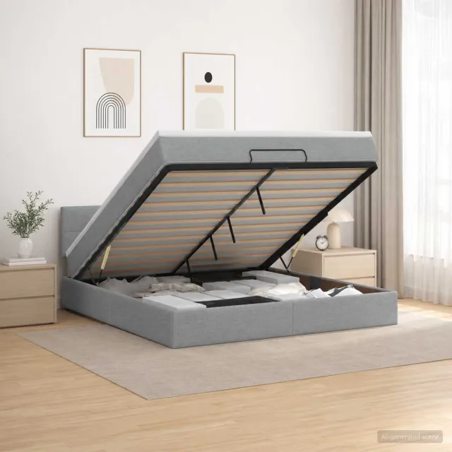 vidaXL Ottoman bed met matras Lichtgrijs 160 x 200 cm Stof