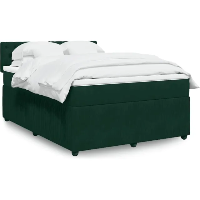 vidaXL Boxspring met matras fluweel donkergroen 140x200 cm groen