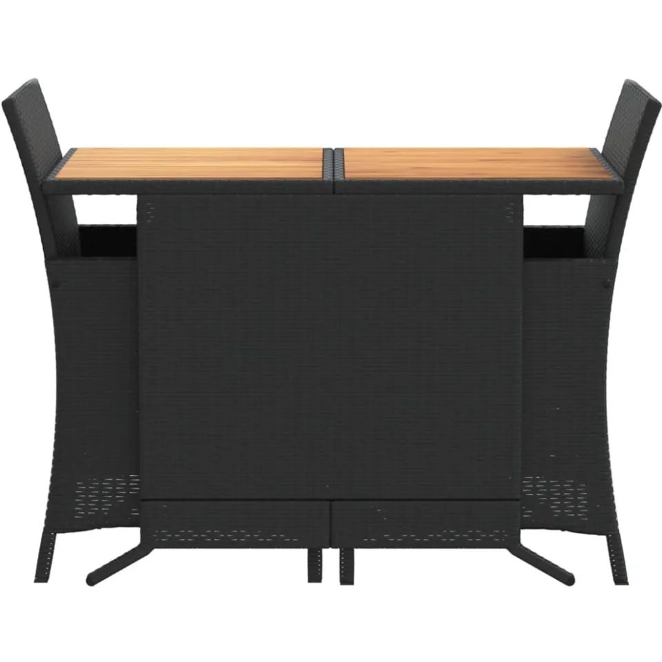 vidaXL 3-delige Bistroset met kussens poly rattan zwart, foto 3